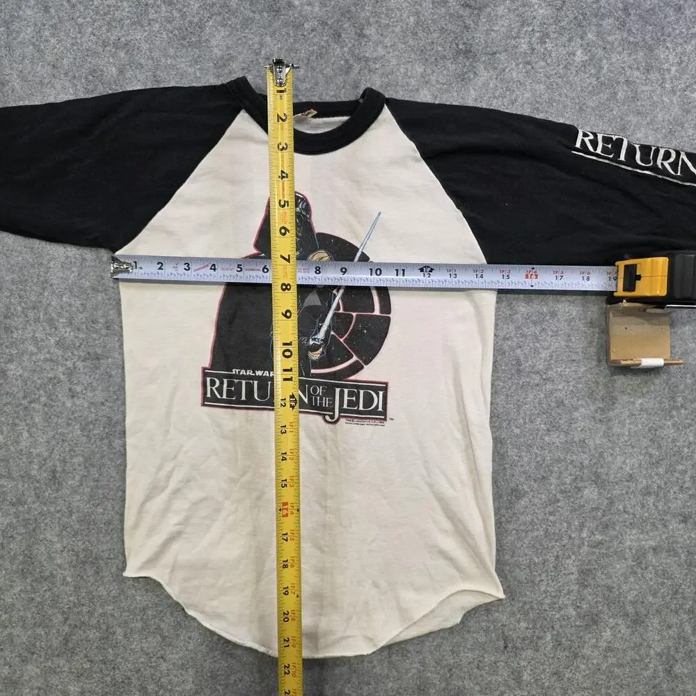 Vintage Star Wars Return Of‎ The Jedi T Shirt Youth 14-16 Black Raglan 80s Lucas